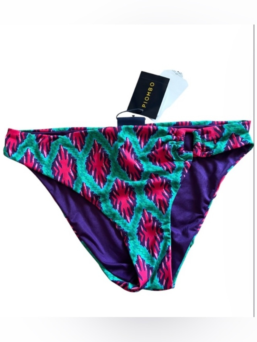 Piombo Vibrant Teal, Pink & Purple Printed Bikini Bottoms NWT